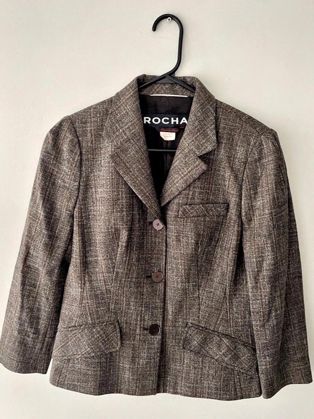 Rochas Virgin Wool Checkered Blazer Size 46
